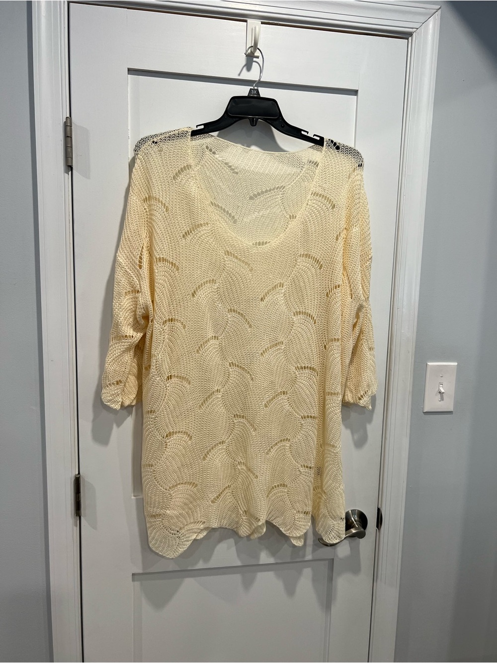 SHEIN Cream Open-Knit Swim Coverup